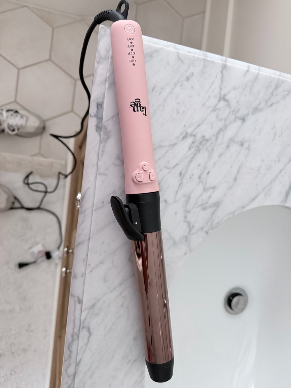 L’ange Pink Curling Iron with Metallic Barrel